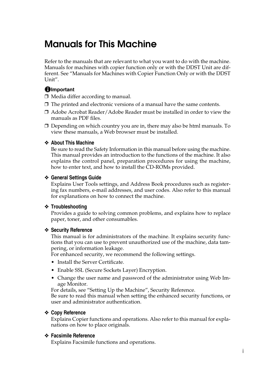Manuals for this machine | Ricoh Aficio MP 2500 User Manual | Page 3 / 126