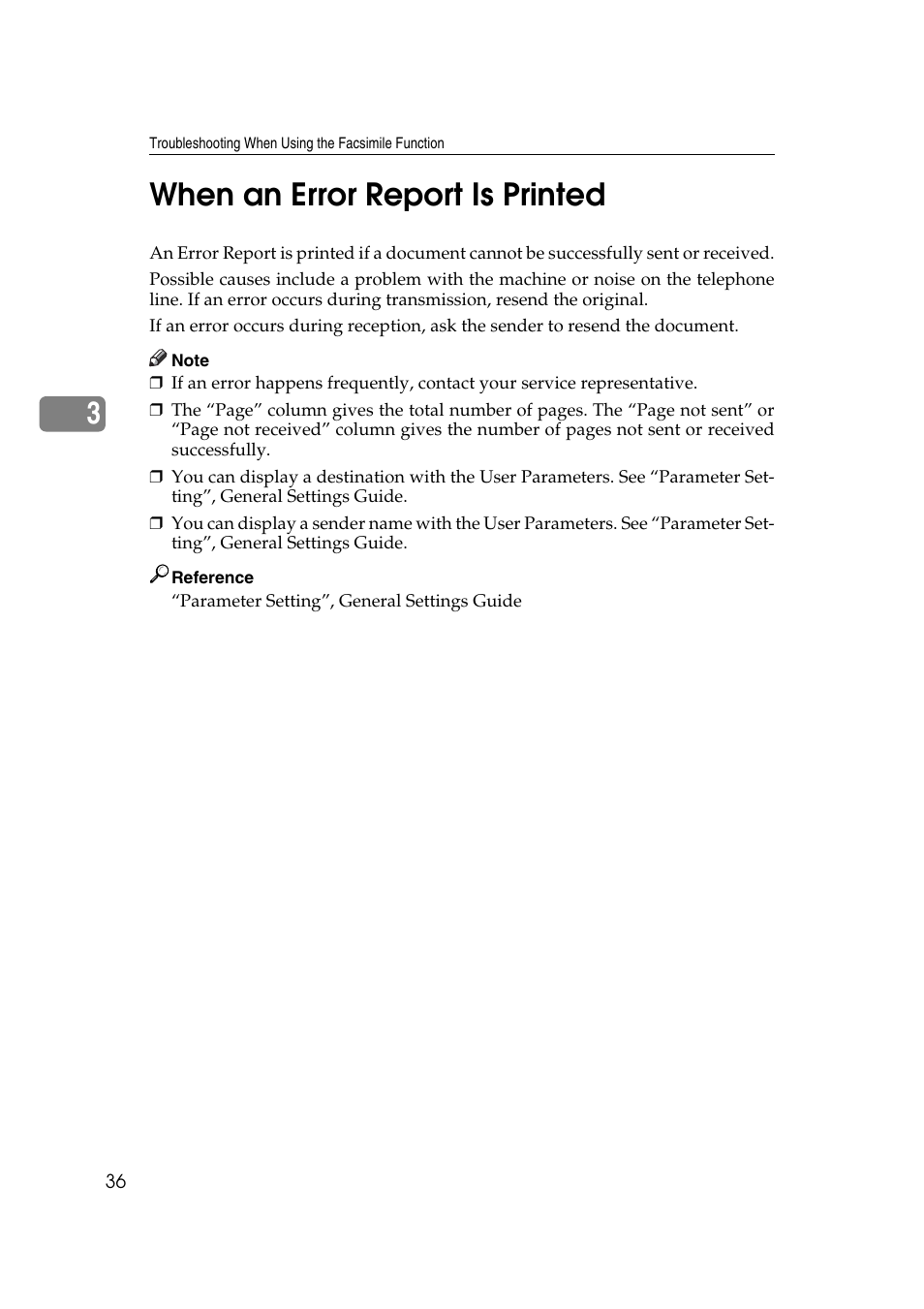 When an error report is printed, 3when an error report is printed | Ricoh Aficio MP 2500 User Manual | Page 44 / 126