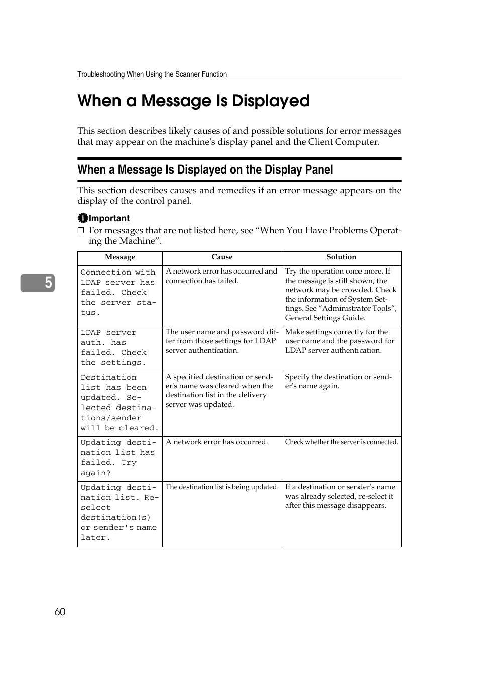 When a message is displayed, When a message is displayed on the display panel, 5when a message is displayed | Ricoh Aficio MP 2500 User Manual | Page 68 / 126