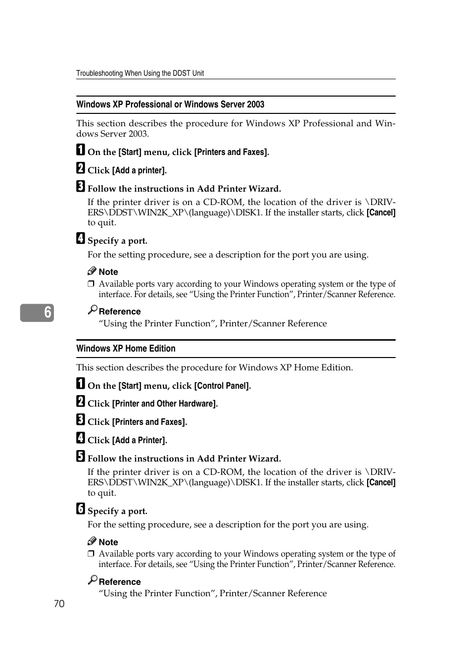 Windows xp professional or windows server 2003, Windows xp home edition | Ricoh Aficio MP 2500 User Manual | Page 78 / 126