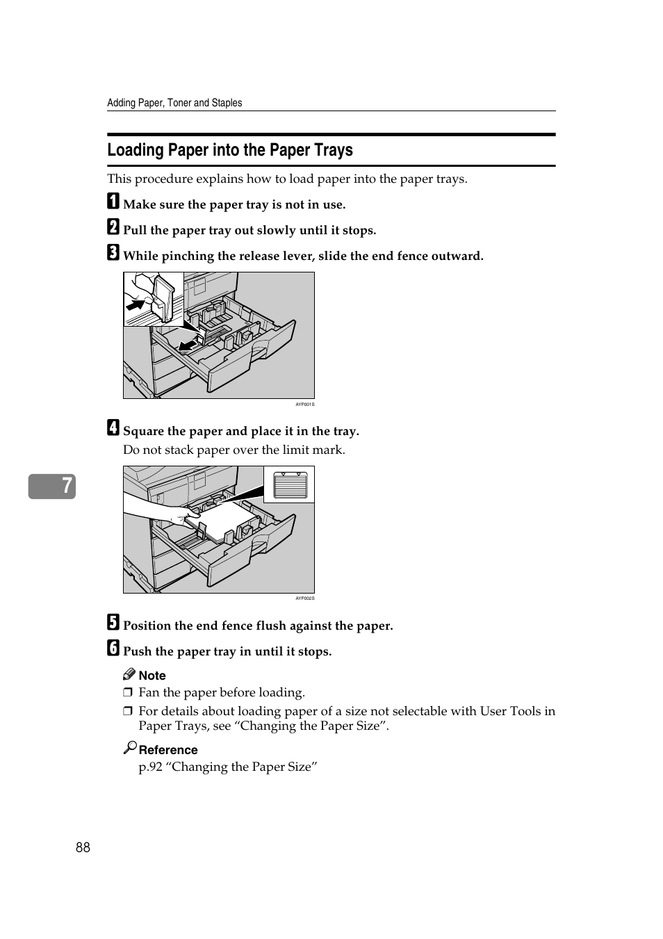 Loading paper into the paper trays | Ricoh Aficio MP 2500 User Manual | Page 96 / 126