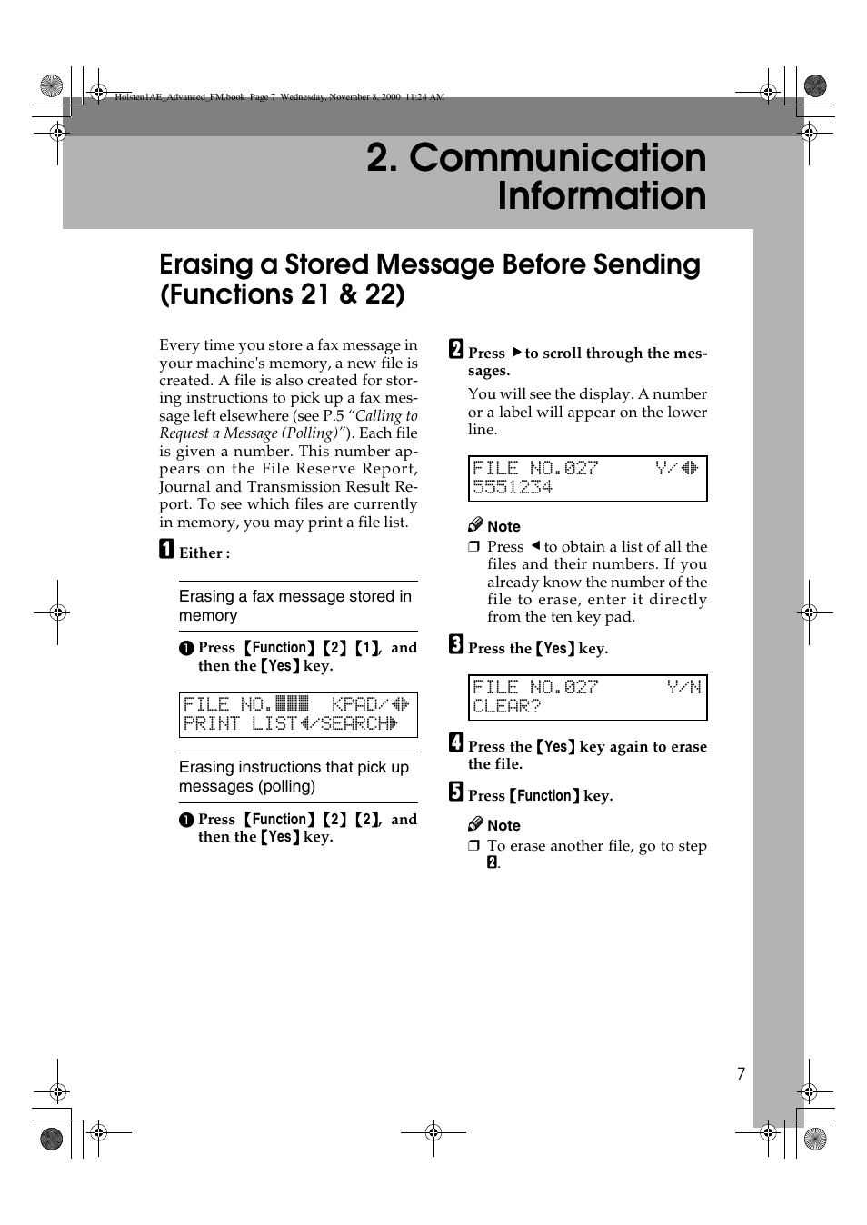 Communication information | Ricoh FAX1400L User Manual | Page 19 / 88