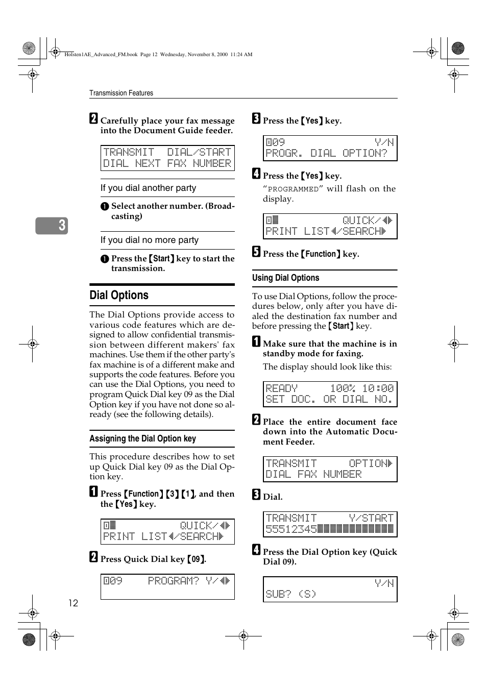 Dial options | Ricoh FAX1400L User Manual | Page 24 / 88