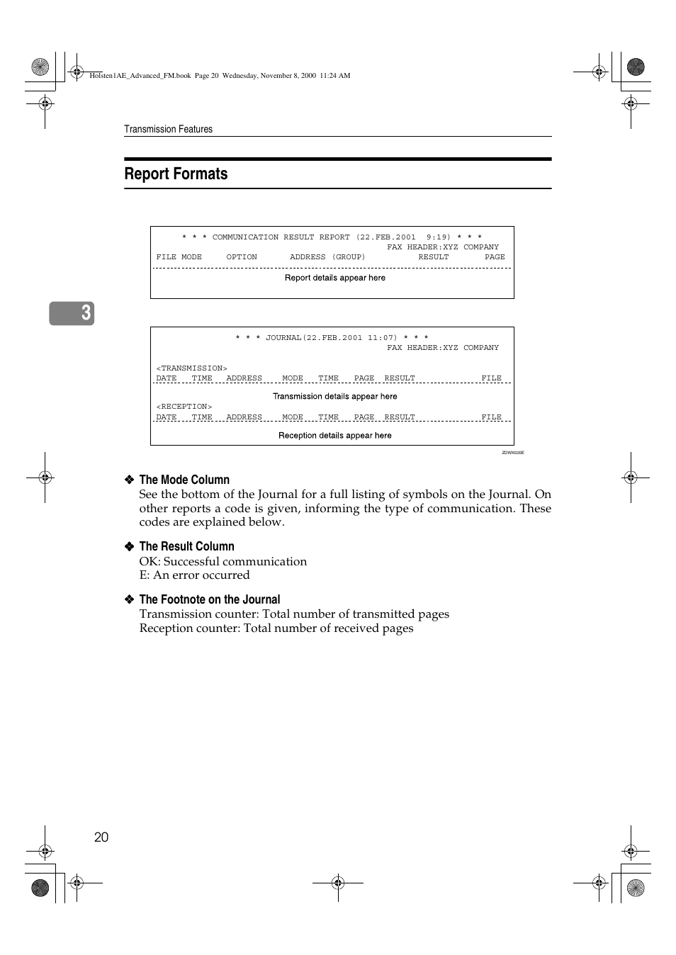 Report formats | Ricoh FAX1400L User Manual | Page 32 / 88