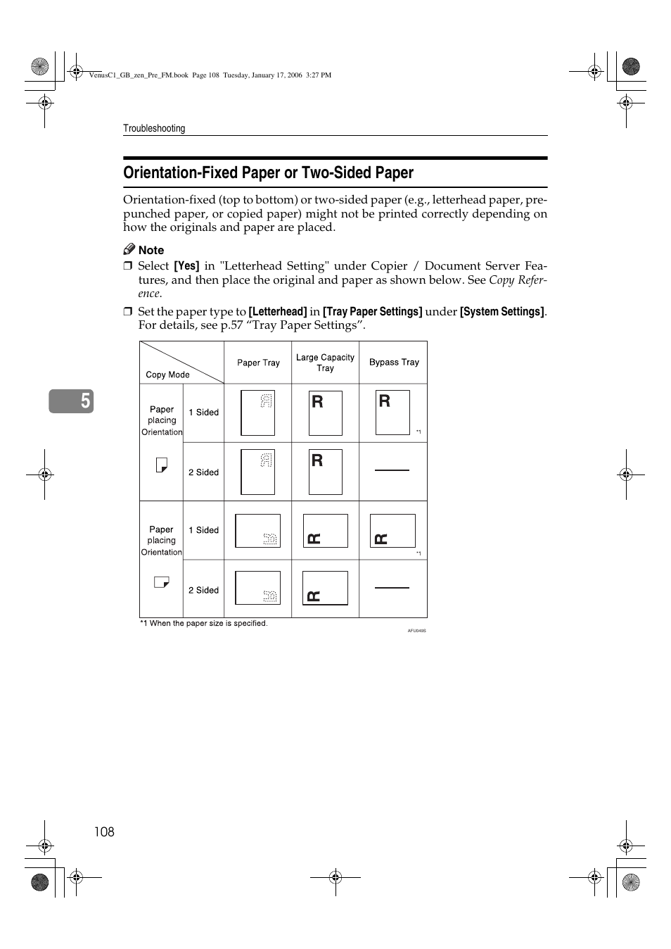 Orientation-fixed paper or two-sided paper | Ricoh Aficio Color 5560 User Manual | Page 120 / 200