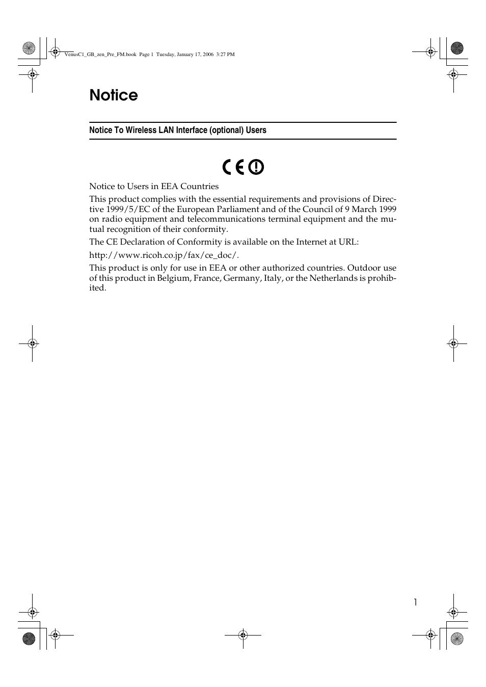 Notice | Ricoh Aficio Color 5560 User Manual | Page 13 / 200