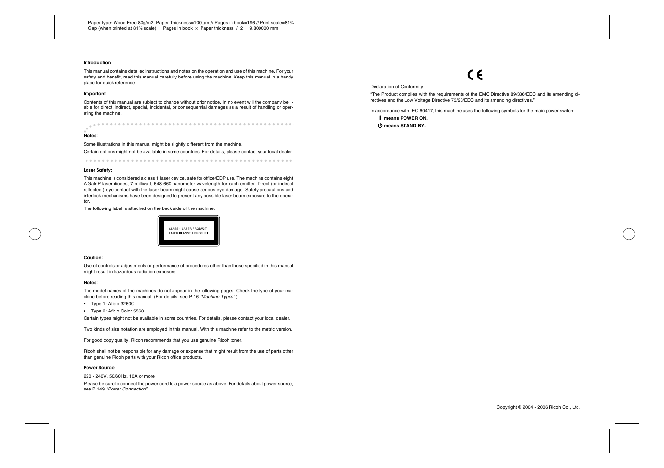 Ricoh Aficio Color 5560 User Manual | Page 2 / 200
