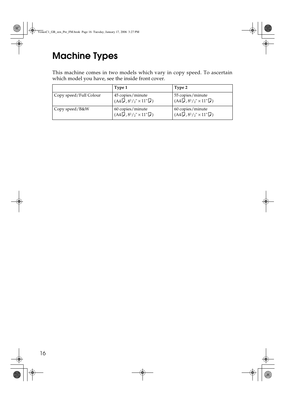 Machine types | Ricoh Aficio Color 5560 User Manual | Page 28 / 200
