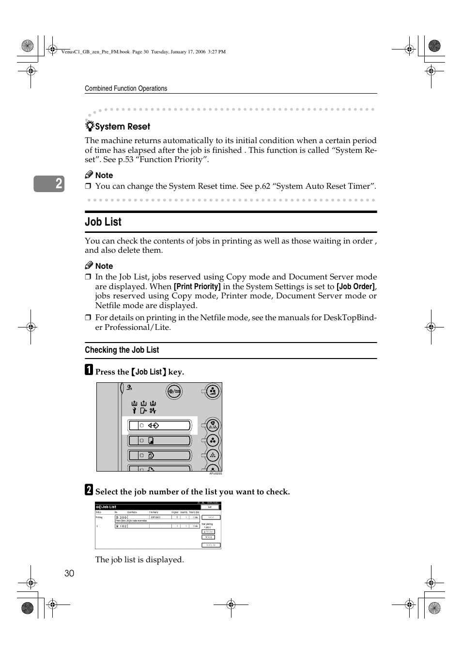 Job list | Ricoh Aficio Color 5560 User Manual | Page 42 / 200