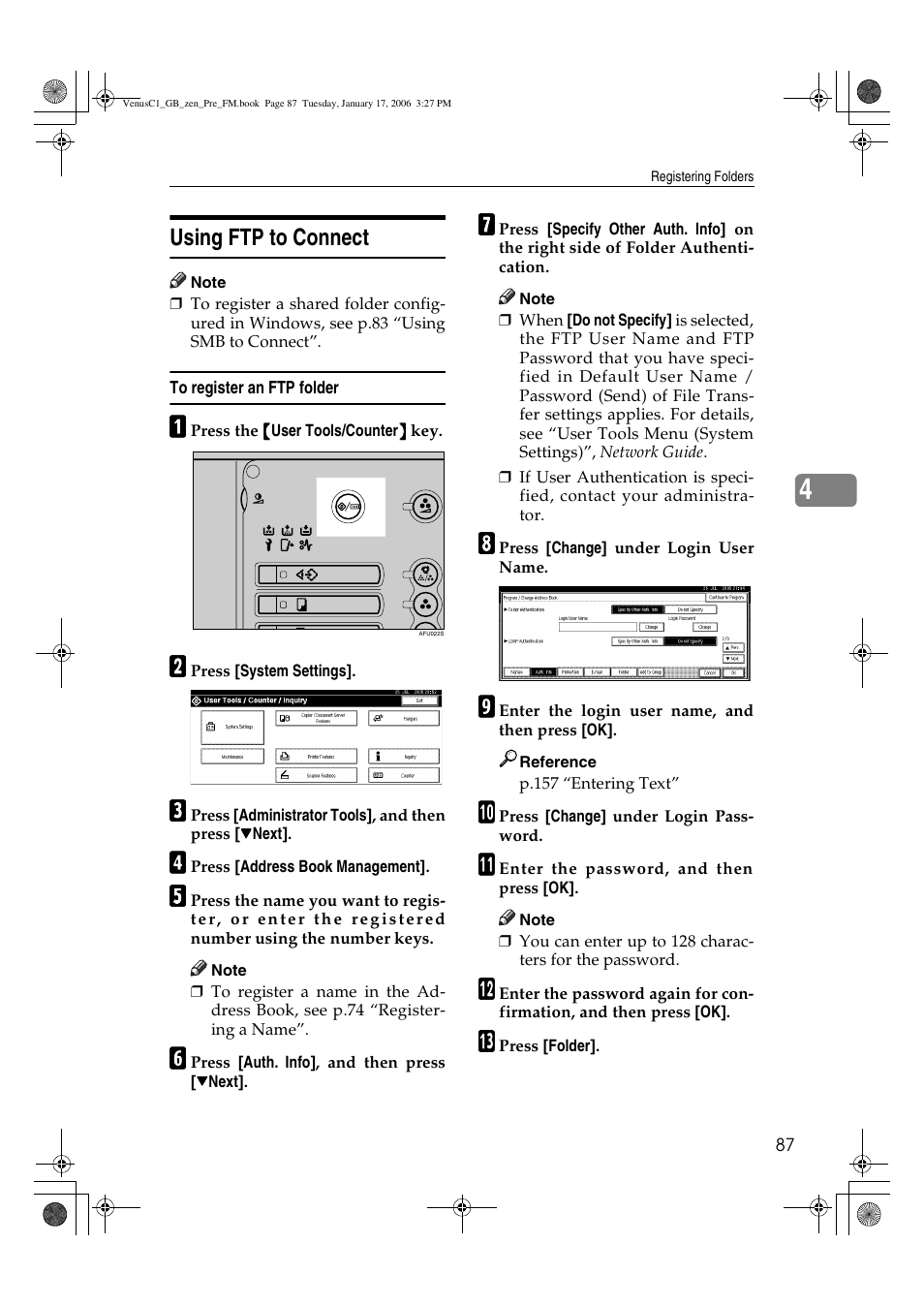 Using ftp to connect | Ricoh Aficio Color 5560 User Manual | Page 99 / 200