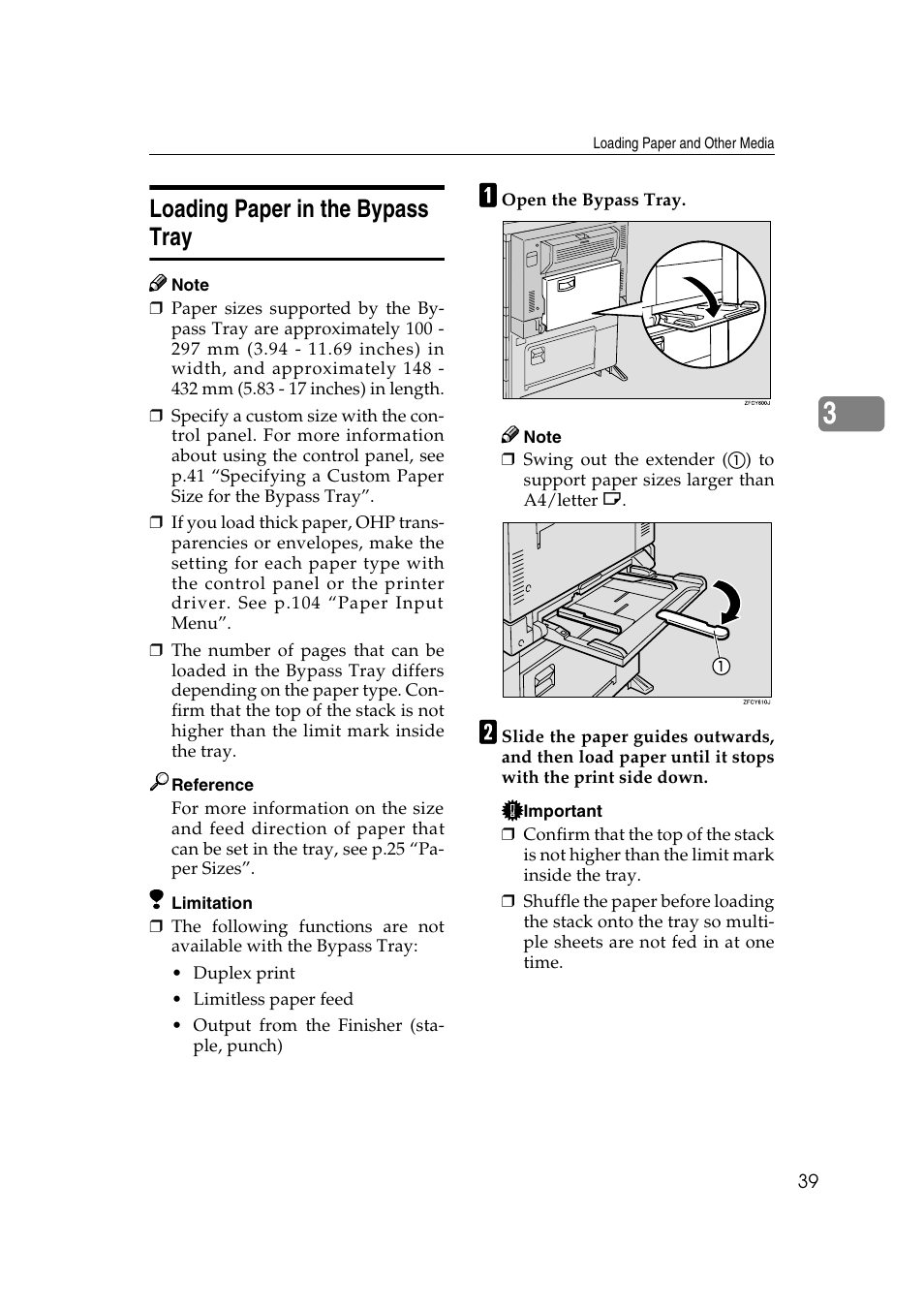 Loading paper in the bypass tray | Ricoh AP4510 User Manual | Page 113 / 424