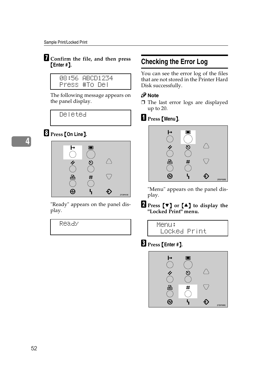 Checking the error log | Ricoh AP4510 User Manual | Page 126 / 424