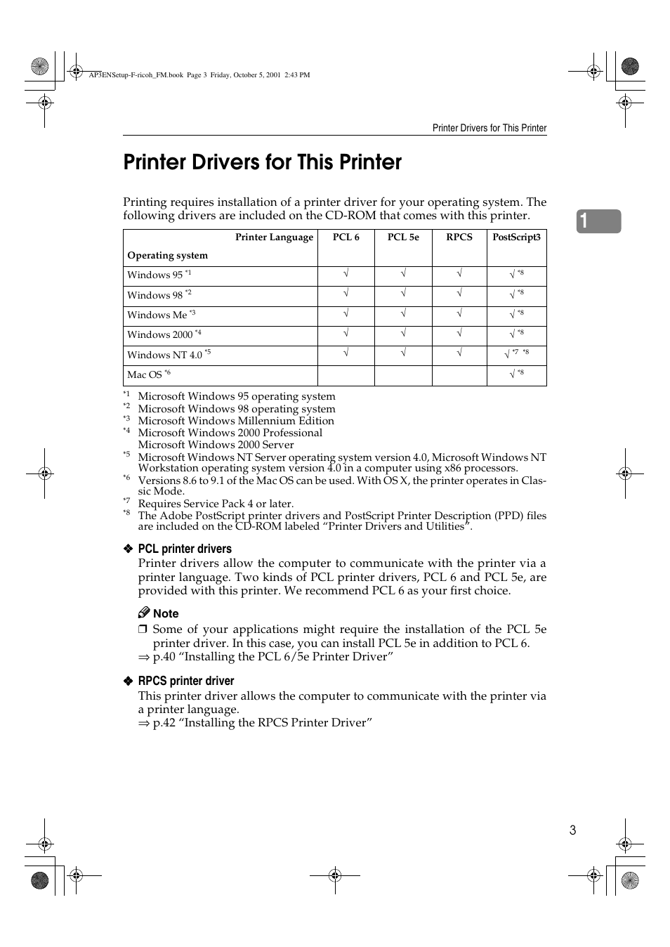 Printer drivers for this printer, 1printer drivers for this printer | Ricoh AP4510 User Manual | Page 13 / 424