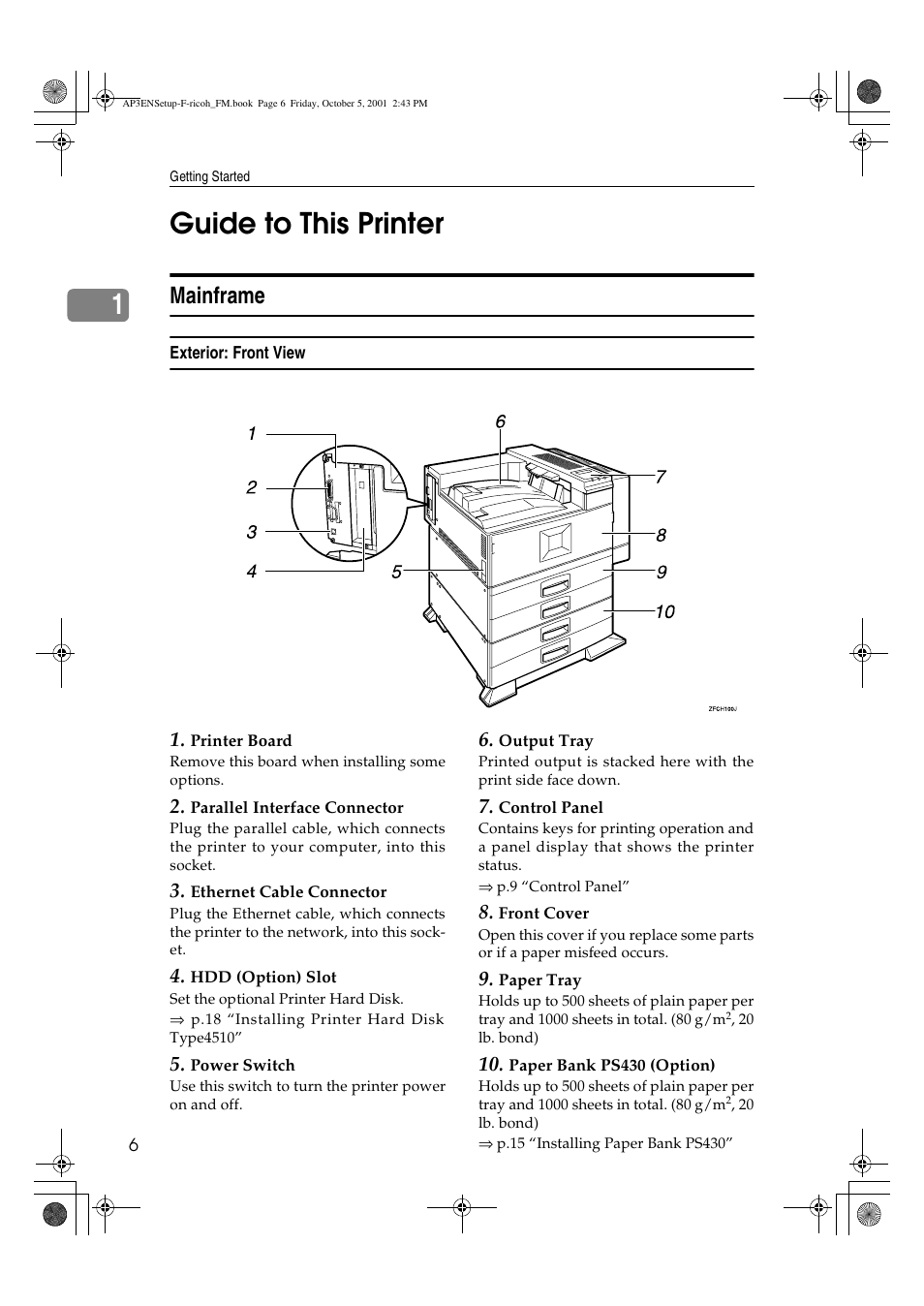 Guide to this printer, Mainframe, 1guide to this printer | Ricoh AP4510 User Manual | Page 16 / 424
