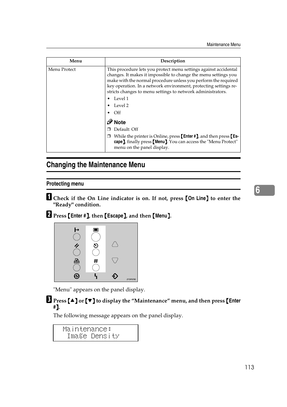 Changing the maintenance menu | Ricoh AP4510 User Manual | Page 187 / 424