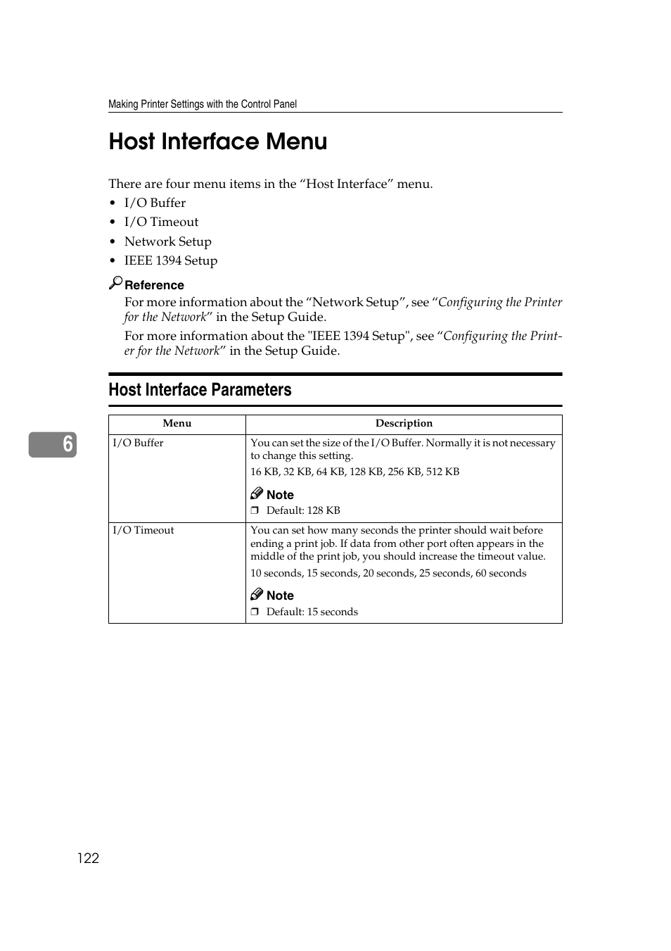 Host interface menu, Host interface parameters, 6host interface menu | Ricoh AP4510 User Manual | Page 196 / 424
