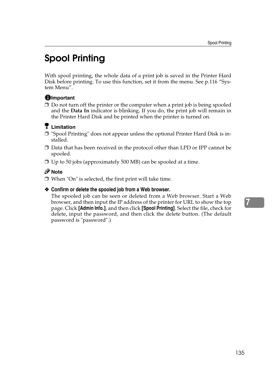 Spool printing, 7spool printing | Ricoh AP4510 User Manual | Page 209 / 424