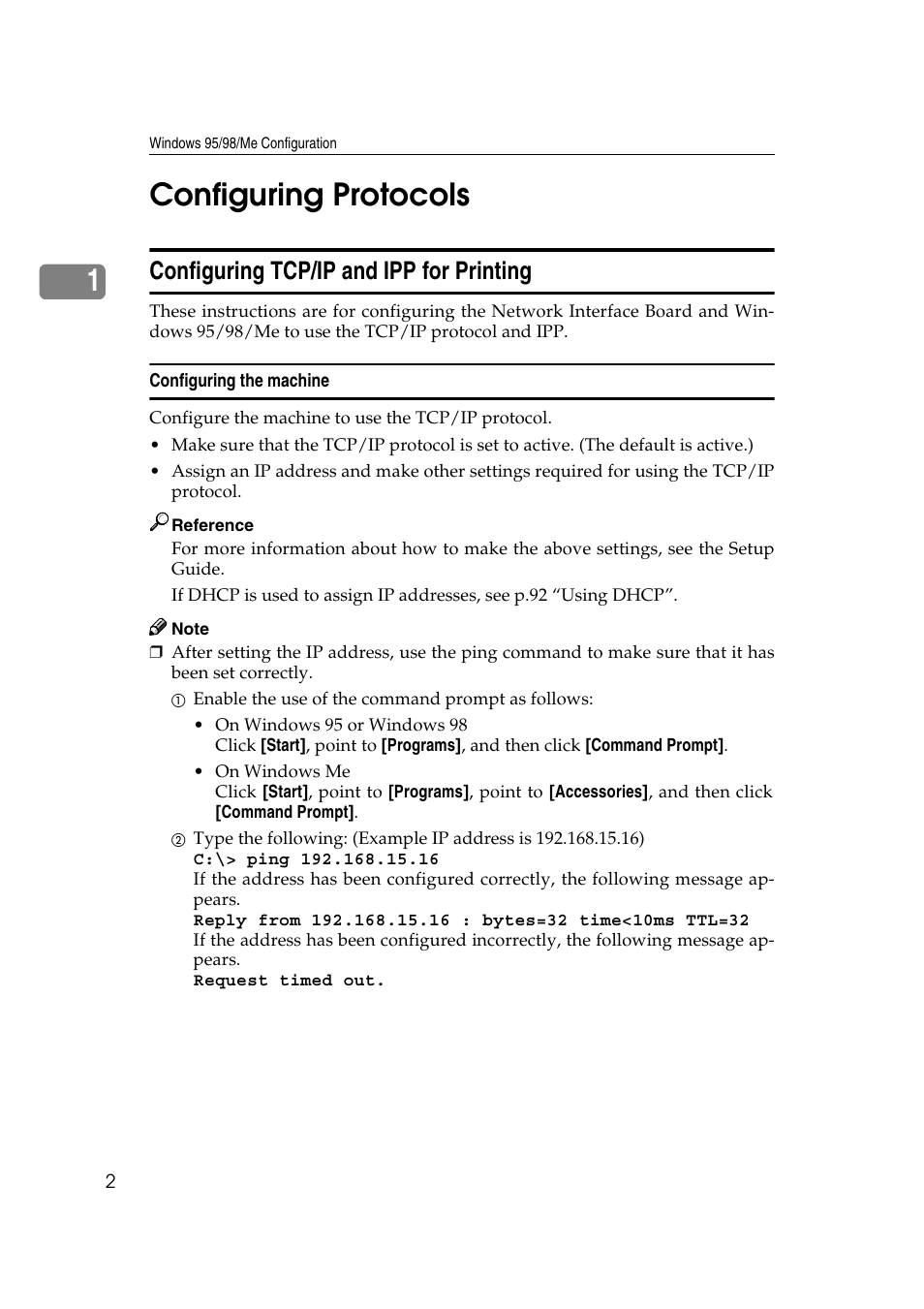 Configuring protocols, Configuring tcp/ip and ipp for printing, 1configuring protocols | Ricoh AP4510 User Manual | Page 242 / 424