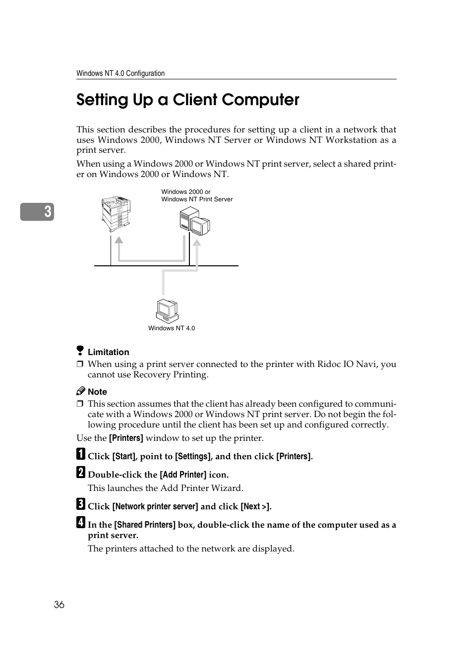 Setting up a client computer, 3setting up a client computer | Ricoh AP4510 User Manual | Page 276 / 424