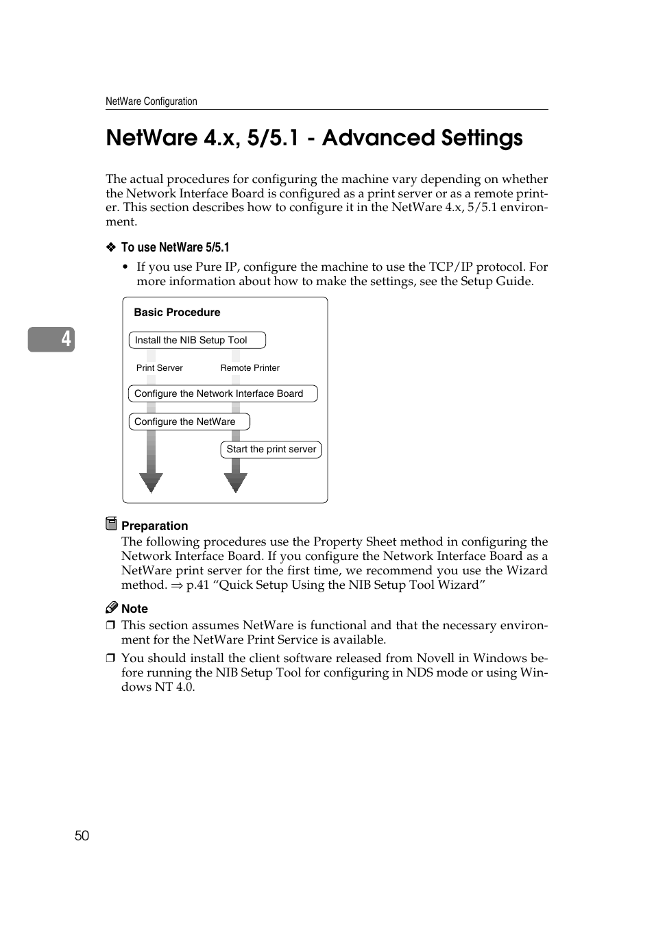 Netware 4.x, 5/5.1 - advanced settings, See p.50, Or p.50 “netware 4.x, 5/5.1 - advanced settings | Ricoh AP4510 User Manual | Page 290 / 424