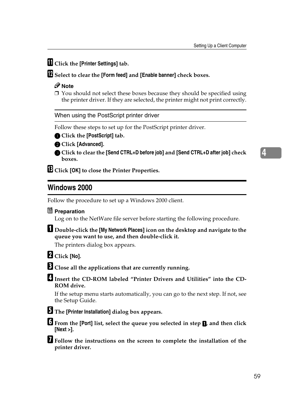 Windows 2000, P.59 “windows 2000 | Ricoh AP4510 User Manual | Page 299 / 424