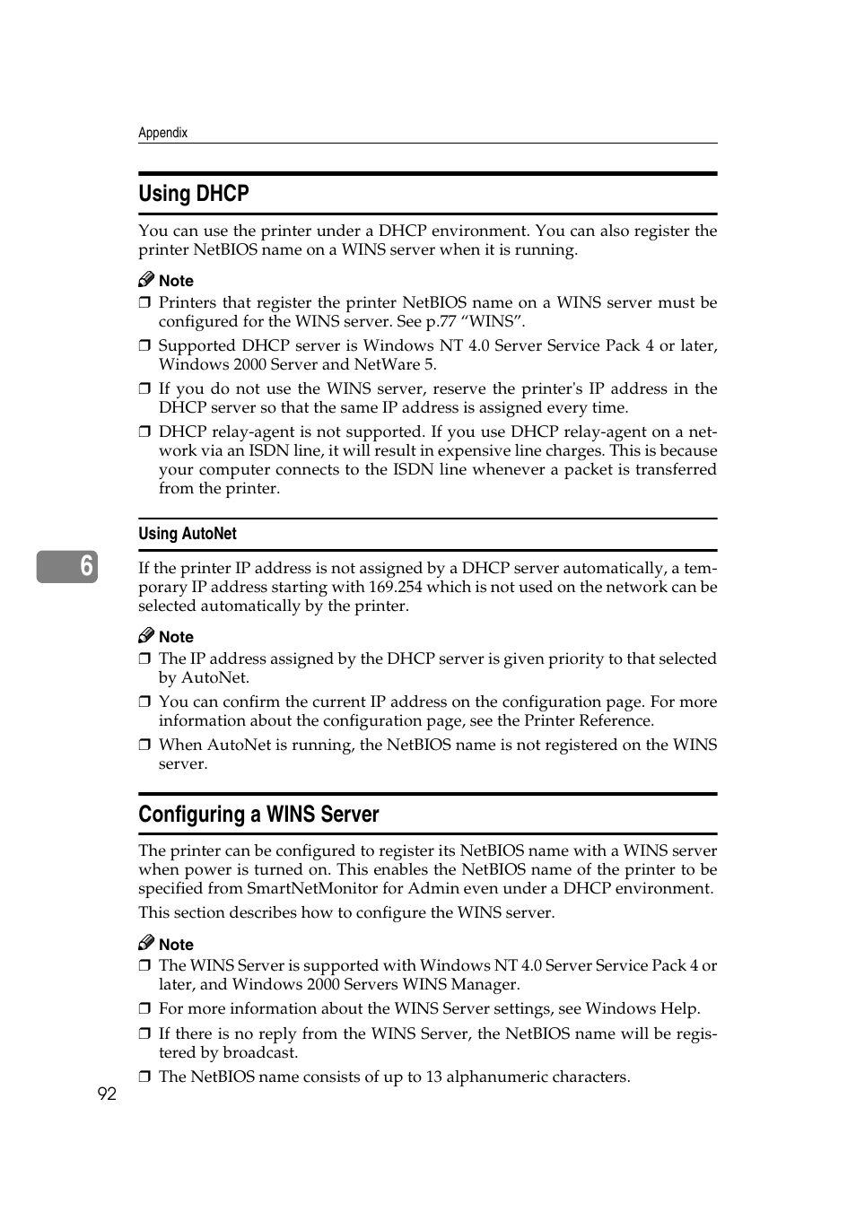 Using dhcp, Configuring a wins server, Using dhcp configuring a wins server | Ricoh AP4510 User Manual | Page 332 / 424