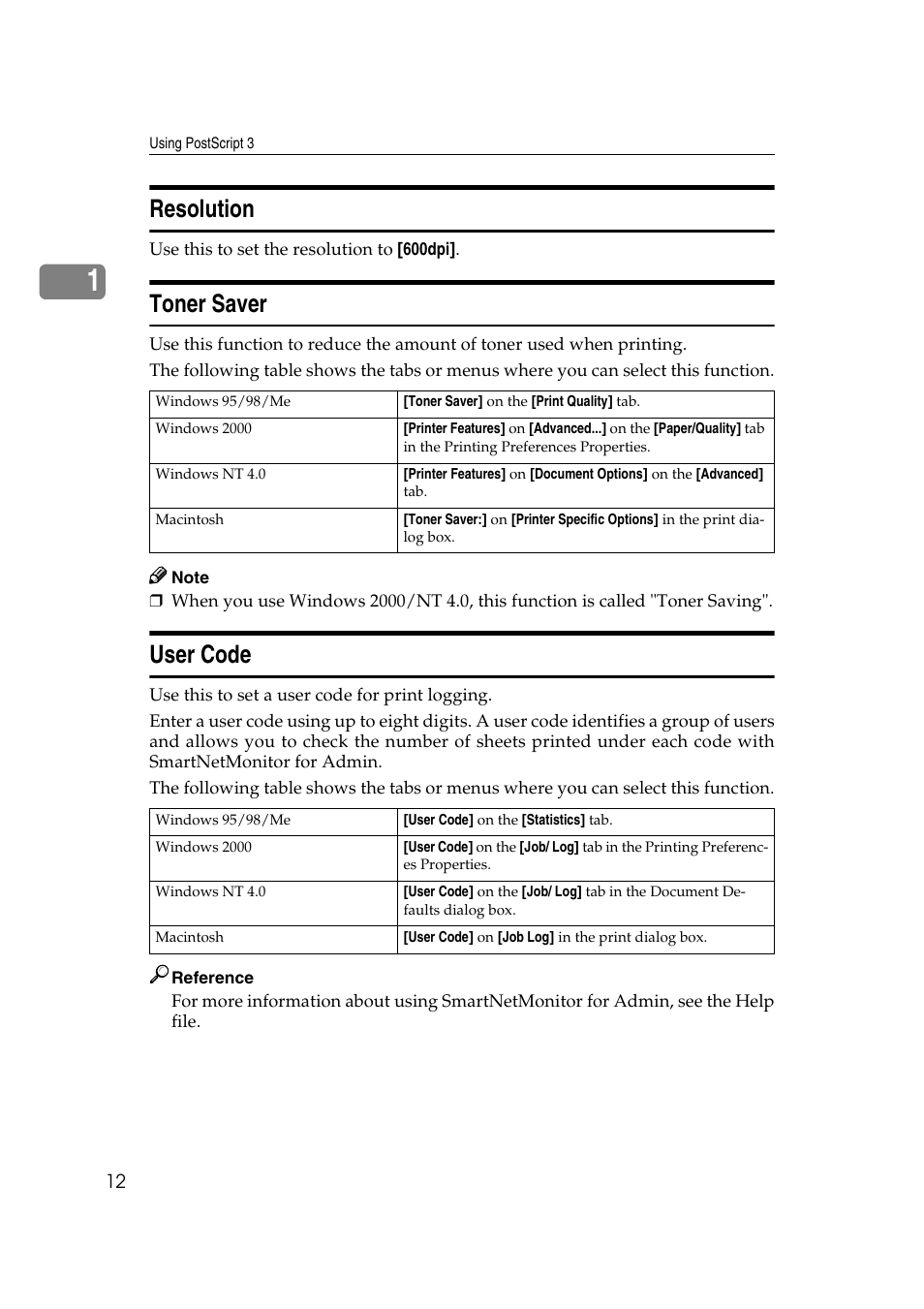 Resolution, Toner saver, User code | Resolution toner saver user code | Ricoh AP4510 User Manual | Page 356 / 424