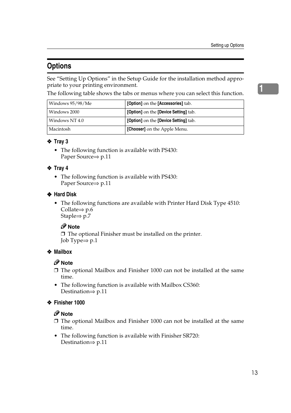 Options | Ricoh AP4510 User Manual | Page 357 / 424