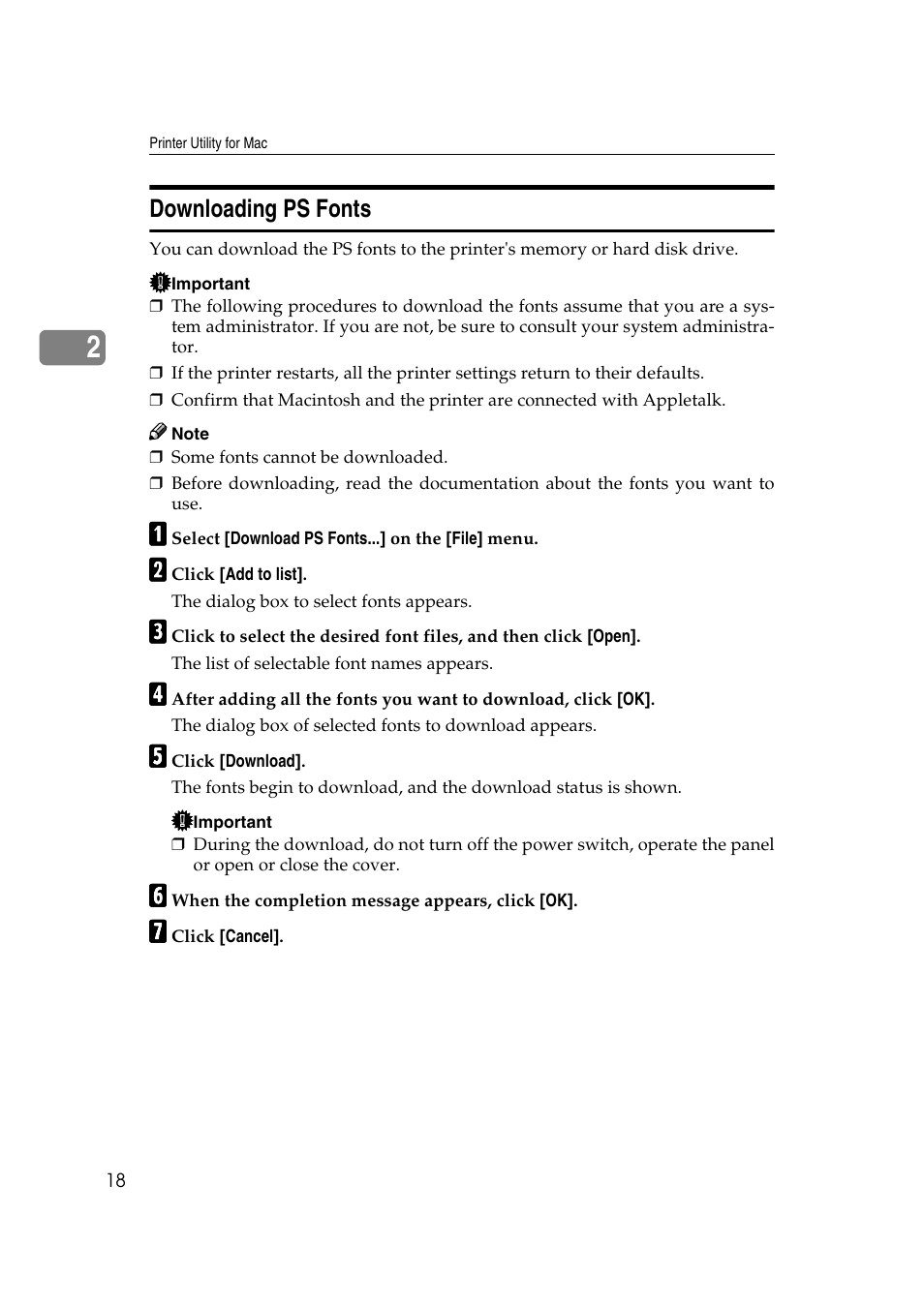 Downloading ps fonts, P.18 “downloading ps fonts | Ricoh AP4510 User Manual | Page 362 / 424