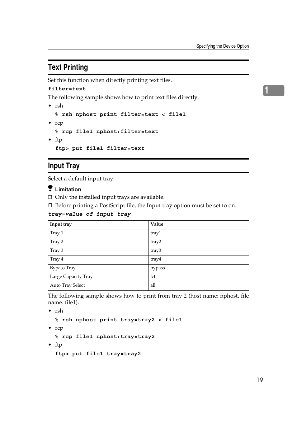 Text printing, Input tray, Text printing input tray | Ricoh AP4510 User Manual | Page 395 / 424