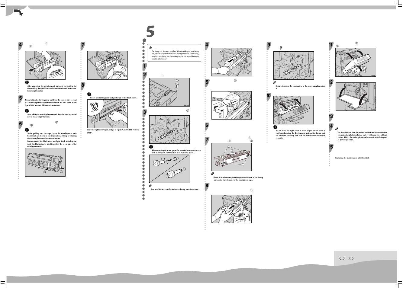 Replacing the fusing unit, Caution, Important | Ricoh AP4510 User Manual | Page 424 / 424