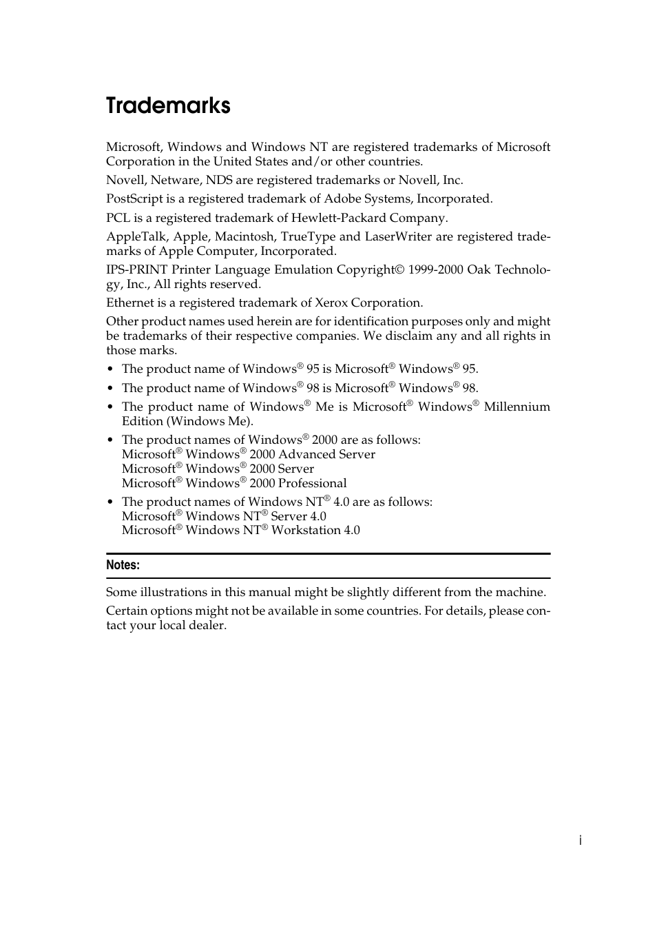 Trademarks | Ricoh AP4510 User Manual | Page 69 / 424