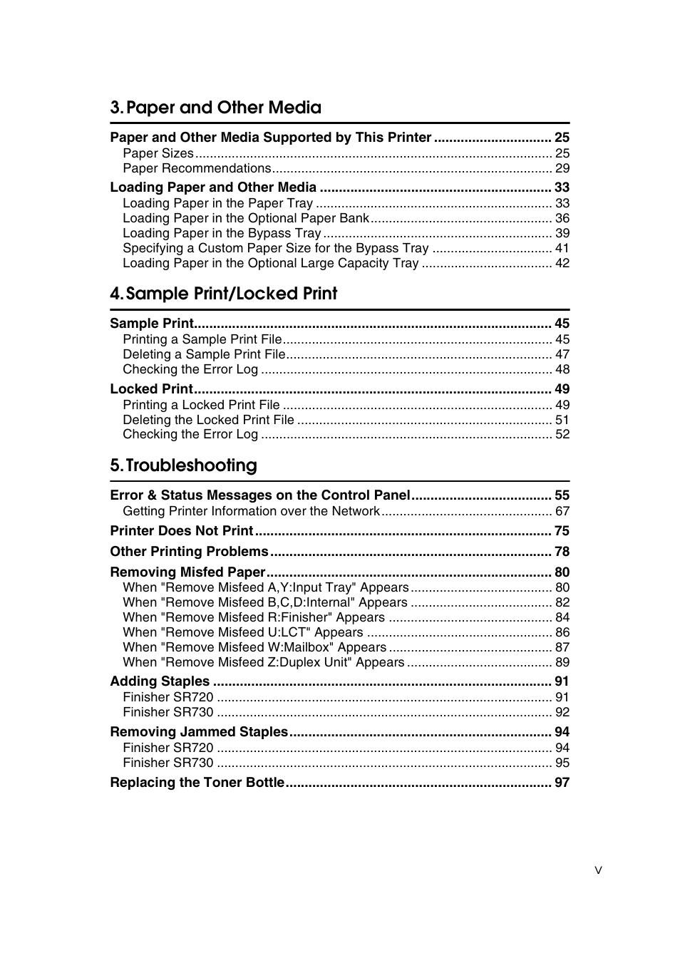 Paper and other media, Sample print/locked print, Troubleshooting | Ricoh AP4510 User Manual | Page 73 / 424