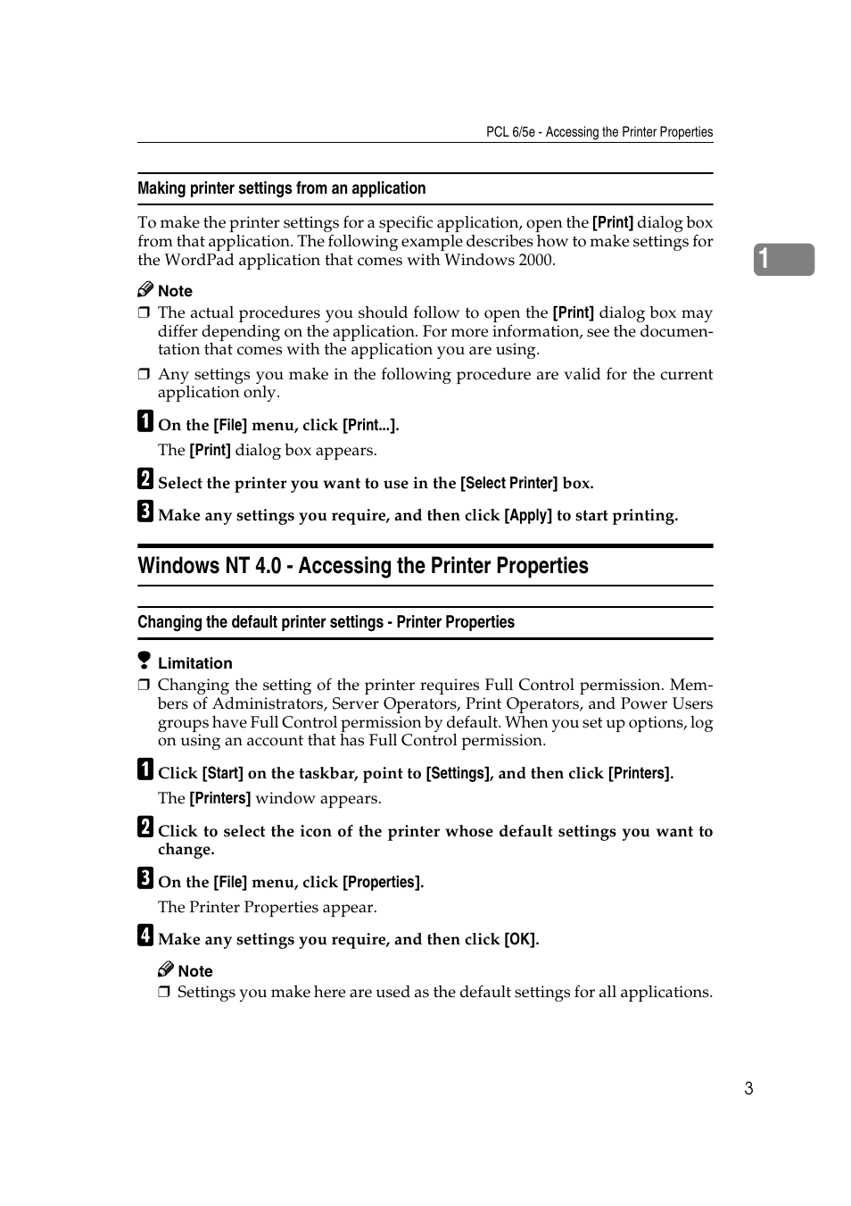 Windows nt 4.0 - accessing the printer properties | Ricoh AP4510 User Manual | Page 77 / 424