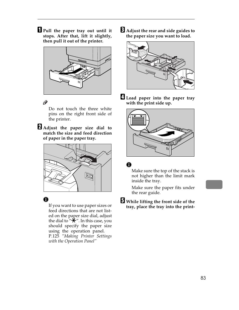 Graphic, Make sure the paper fits under the rear guide | Ricoh AP1400/AP2000 User Manual | Page 103 / 332