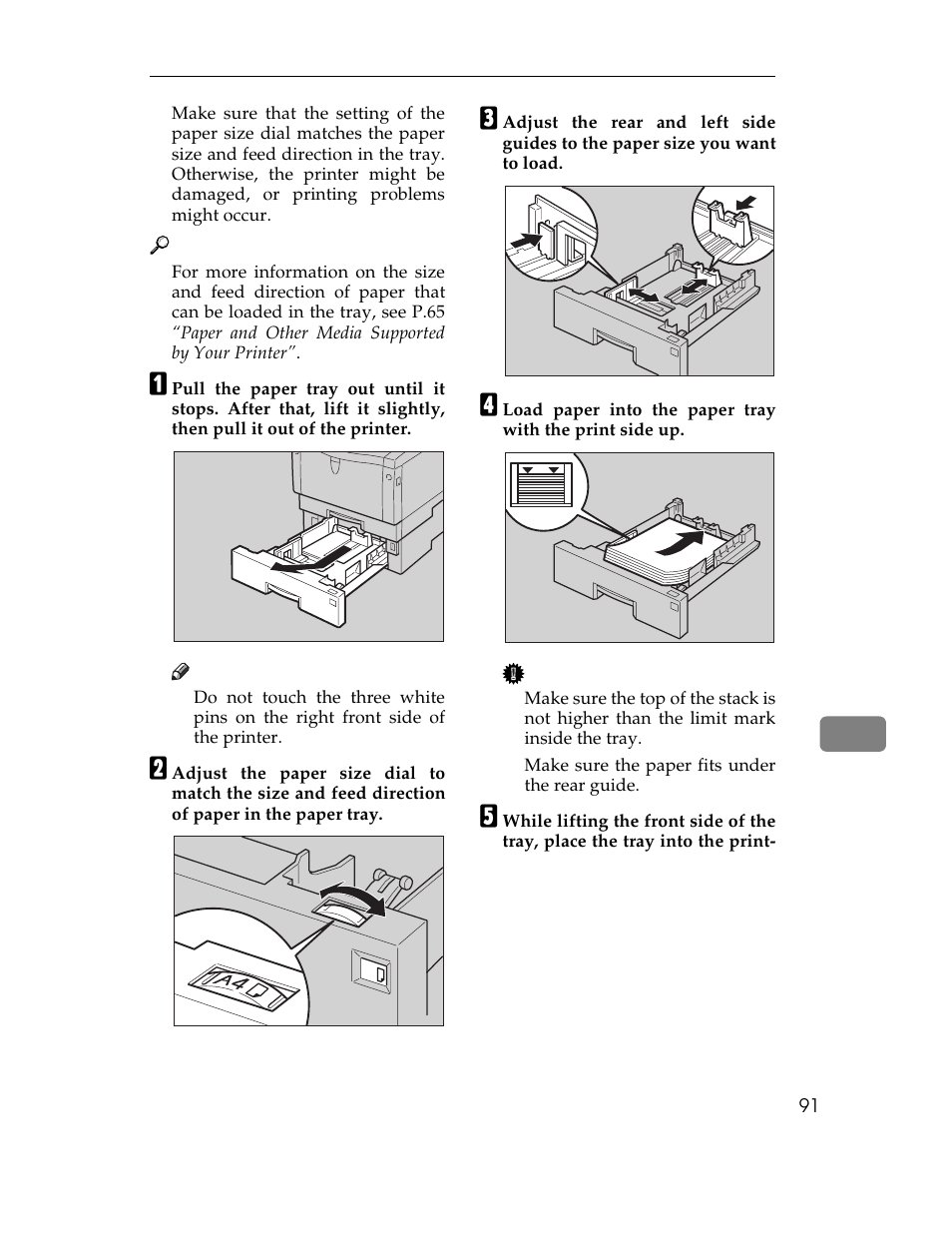 Graphic, Make sure the paper fits under the rear guide | Ricoh AP1400/AP2000 User Manual | Page 111 / 332
