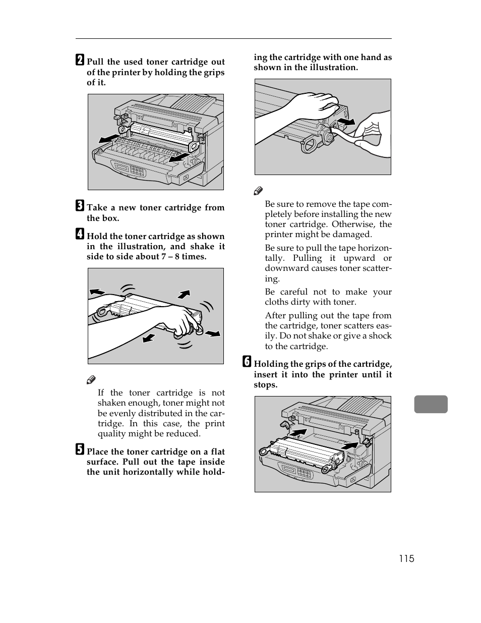 C take a new toner cartridge from the box, Graphic | Ricoh AP1400/AP2000 User Manual | Page 135 / 332
