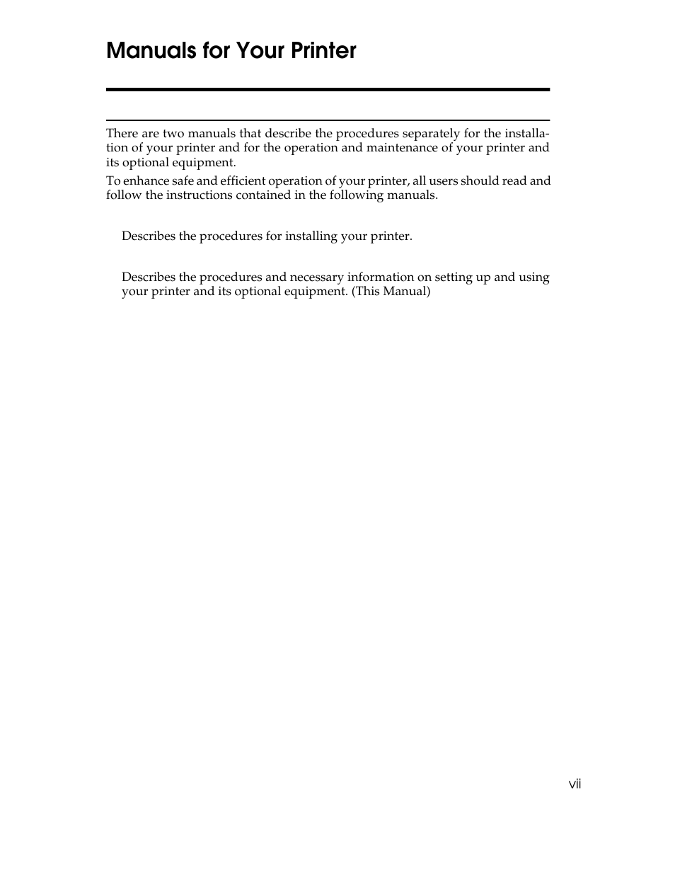 Manuals for your printer, Quick installation guide, Operating instructions | Ricoh AP1400/AP2000 User Manual | Page 15 / 332