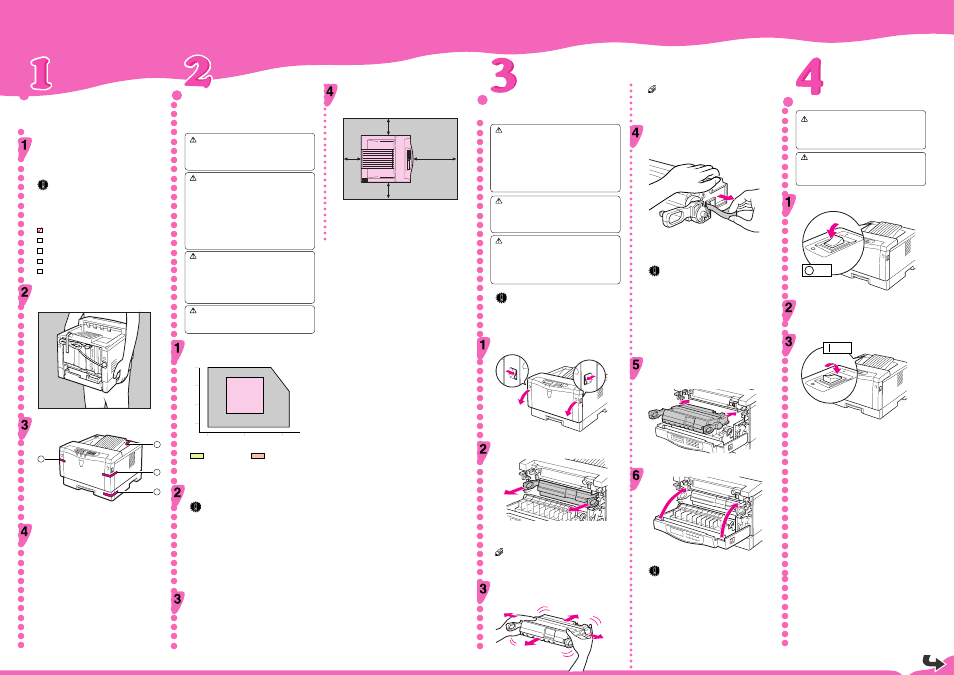 Quick installation guide g032, Quick installation guide, Where to put your printer | Installing the toner cartridge, Connecting the power cord, Important, Warning, Caution, Illustration | Ricoh AP1400/AP2000 User Manual | Page 176 / 332