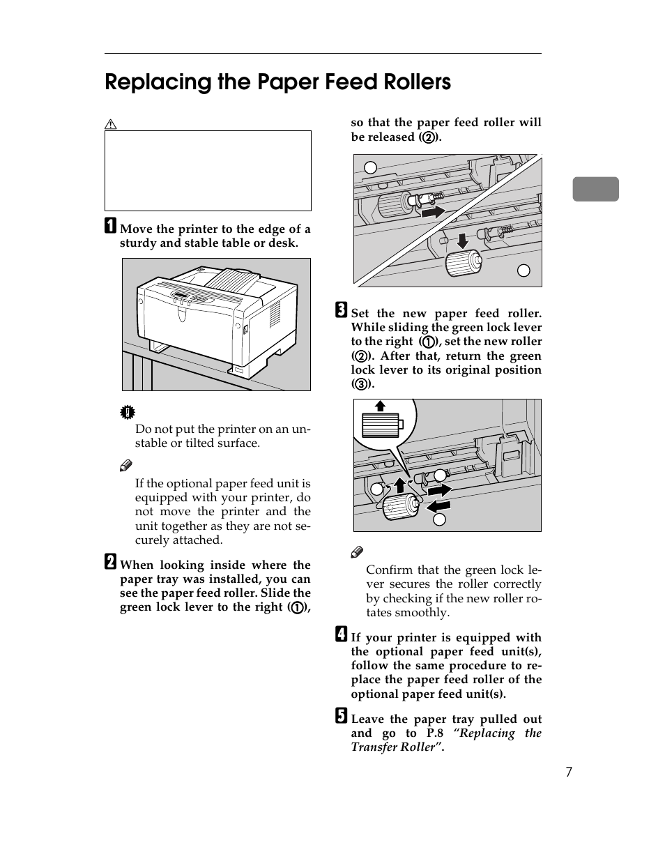 Replacing the paper feed rollers, 2replacing the paper feed rollers | Ricoh AP1400/AP2000 User Manual | Page 190 / 332