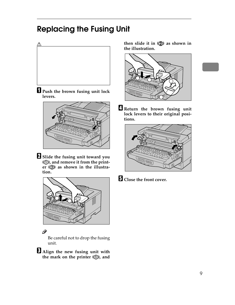 Replacing the fusing unit, 2replacing the fusing unit | Ricoh AP1400/AP2000 User Manual | Page 192 / 332