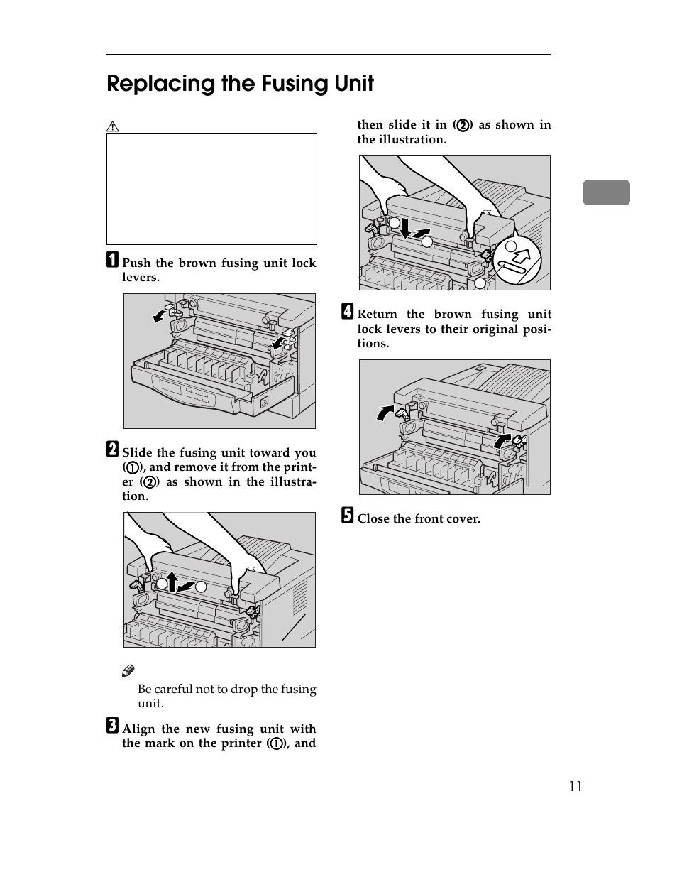 Replacing the fusing unit, 2replacing the fusing unit | Ricoh AP1400/AP2000 User Manual | Page 210 / 332