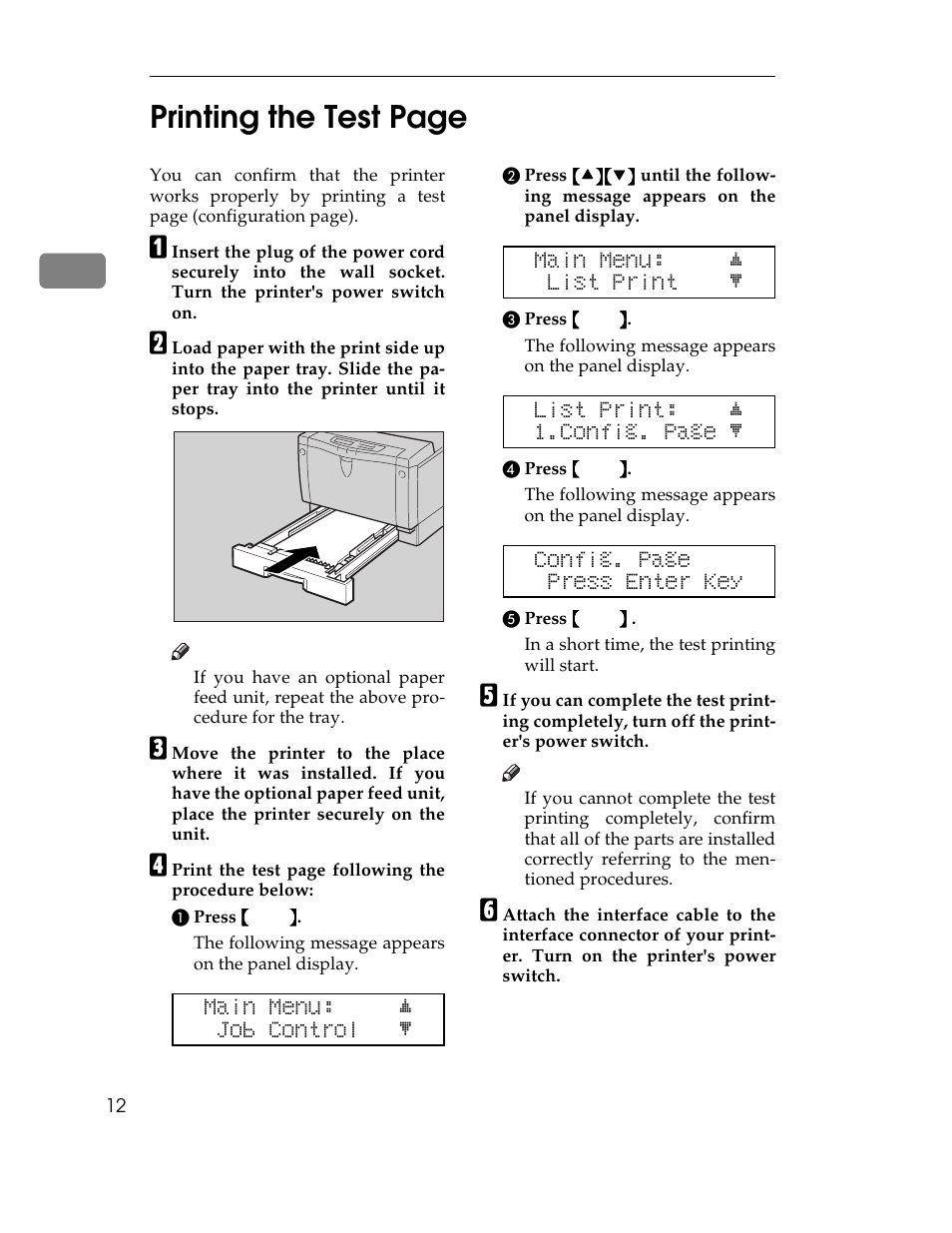 2printing the test page | Ricoh AP1400/AP2000 User Manual | Page 211 / 332