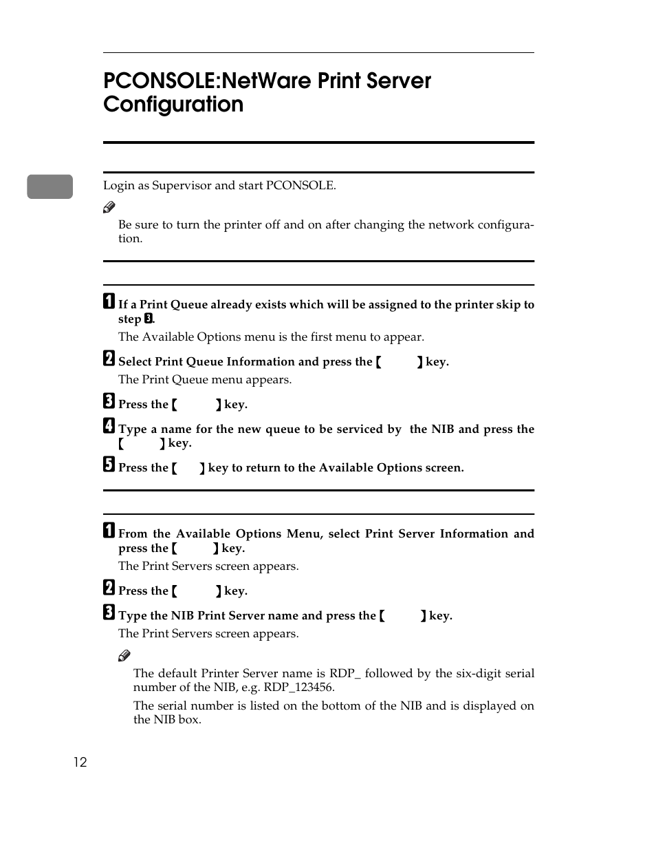 2pconsole:netware print server configuration, Netware 3.x configuration | Ricoh AP1400/AP2000 User Manual | Page 308 / 332