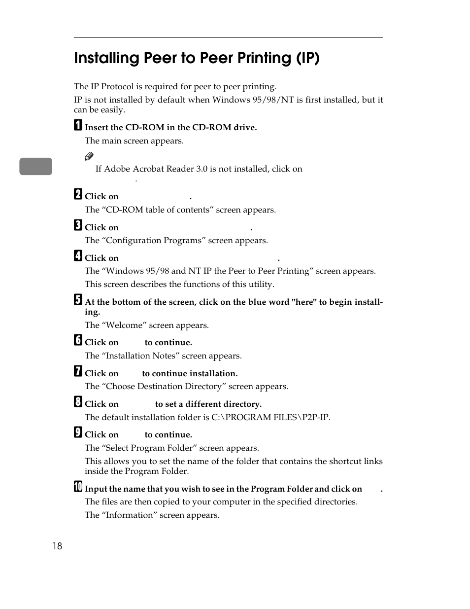 3installing peer to peer printing (ip) | Ricoh AP1400/AP2000 User Manual | Page 314 / 332