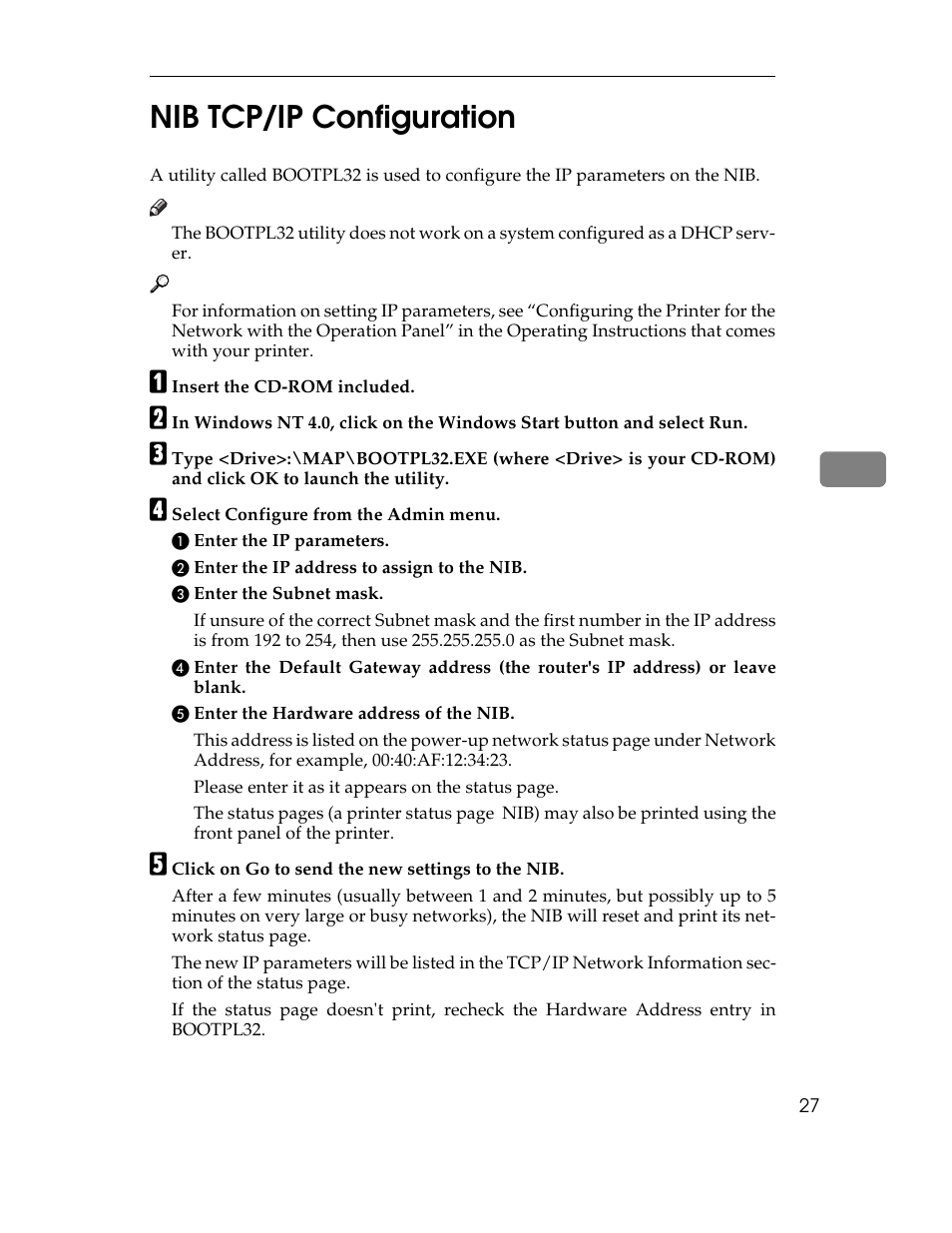 5nib tcp/ip configuration | Ricoh AP1400/AP2000 User Manual | Page 323 / 332