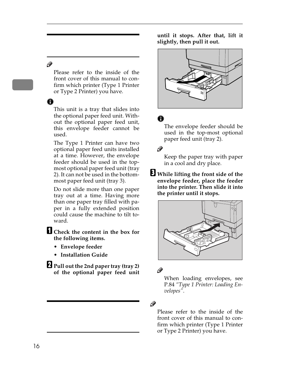 When loading envelopes, see | Ricoh AP1400/AP2000 User Manual | Page 36 / 332
