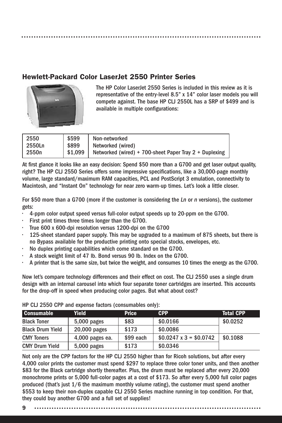 Hewlett-packard color laserjet 2550 printer series | Ricoh Aficio G500 User Manual | Page 11 / 14