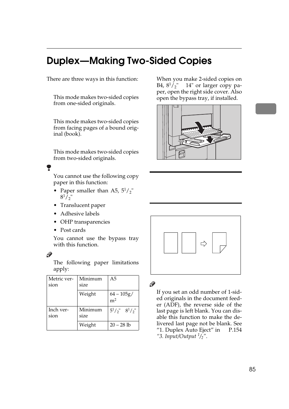 Duplex, 2duplex—making two-sided copies | Ricoh 450e User Manual | Page 111 / 204