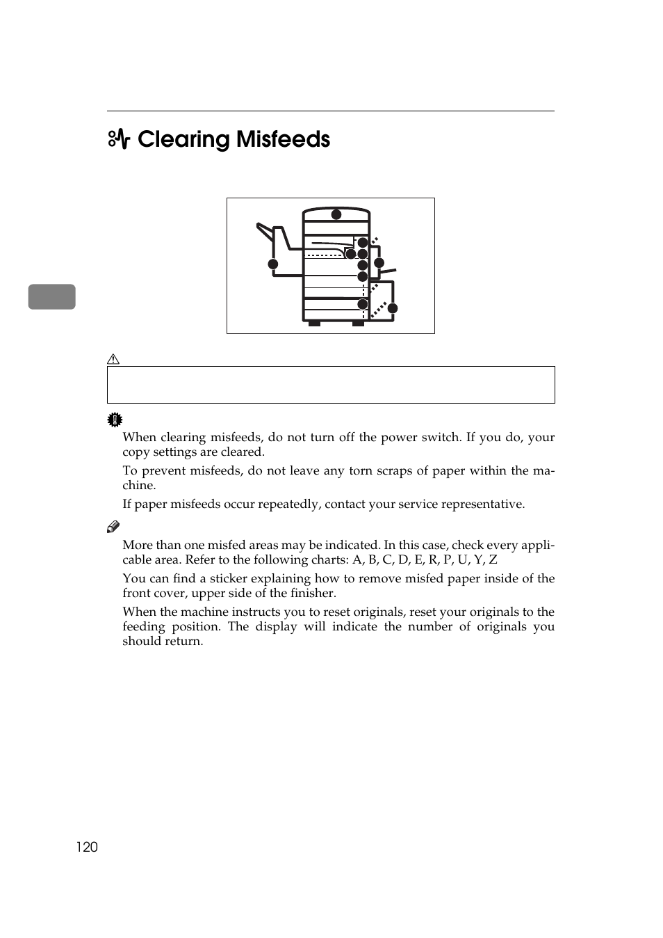 Clearing misfeeds, 3x clearing misfeeds | Ricoh 450e User Manual | Page 146 / 204